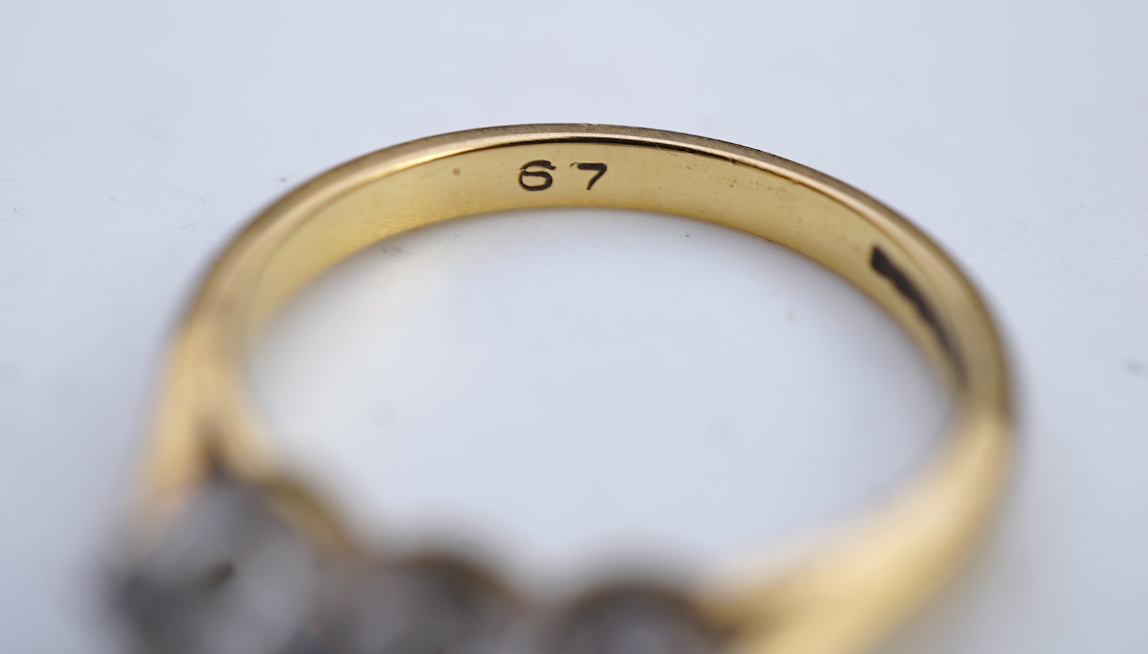 A three-stone diamond ring